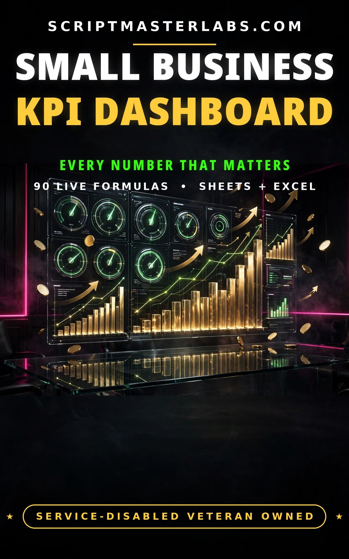 Small Business KPI Dashboard Excel workbook cover - profit and loss, cash flow and inventory tracking